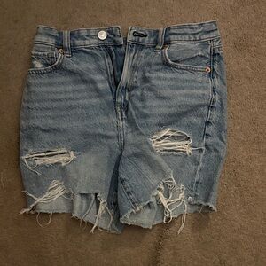 American Eagle Outfitters Light Blue Distressed Jean Shorts